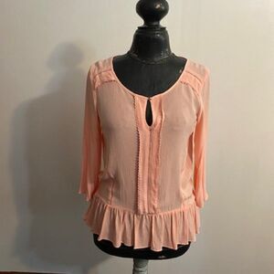 Lauren Conrad Antique Romance 3/4 sleeves Apricot top, size Small